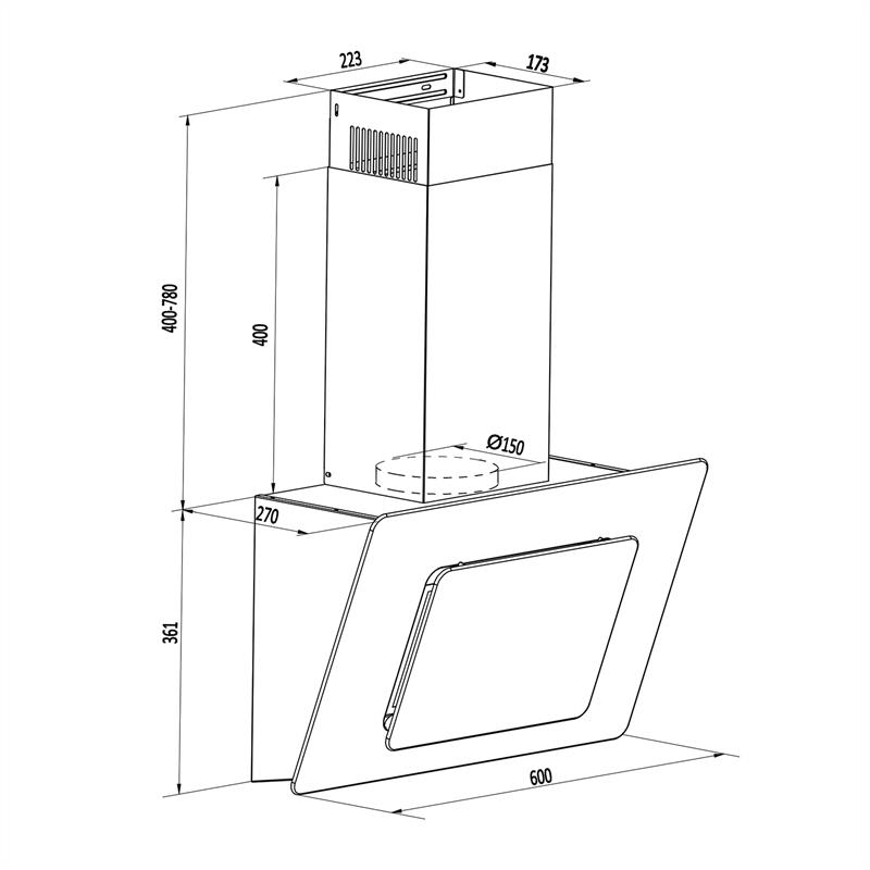 Klarstein Lorea, biely, 60 cm, 290 m³/h, digestor, voľný priestor pre hlavu, dotykový, sklo – Obrázok 3