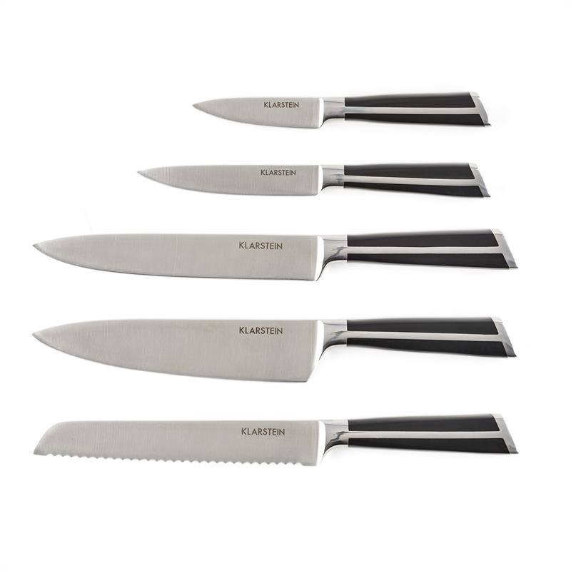 Klarstein Katana 6, sada nožov, 6-dielna, masívne drevo - nožový blok, 3Cr13 ušľachtilá oceľ