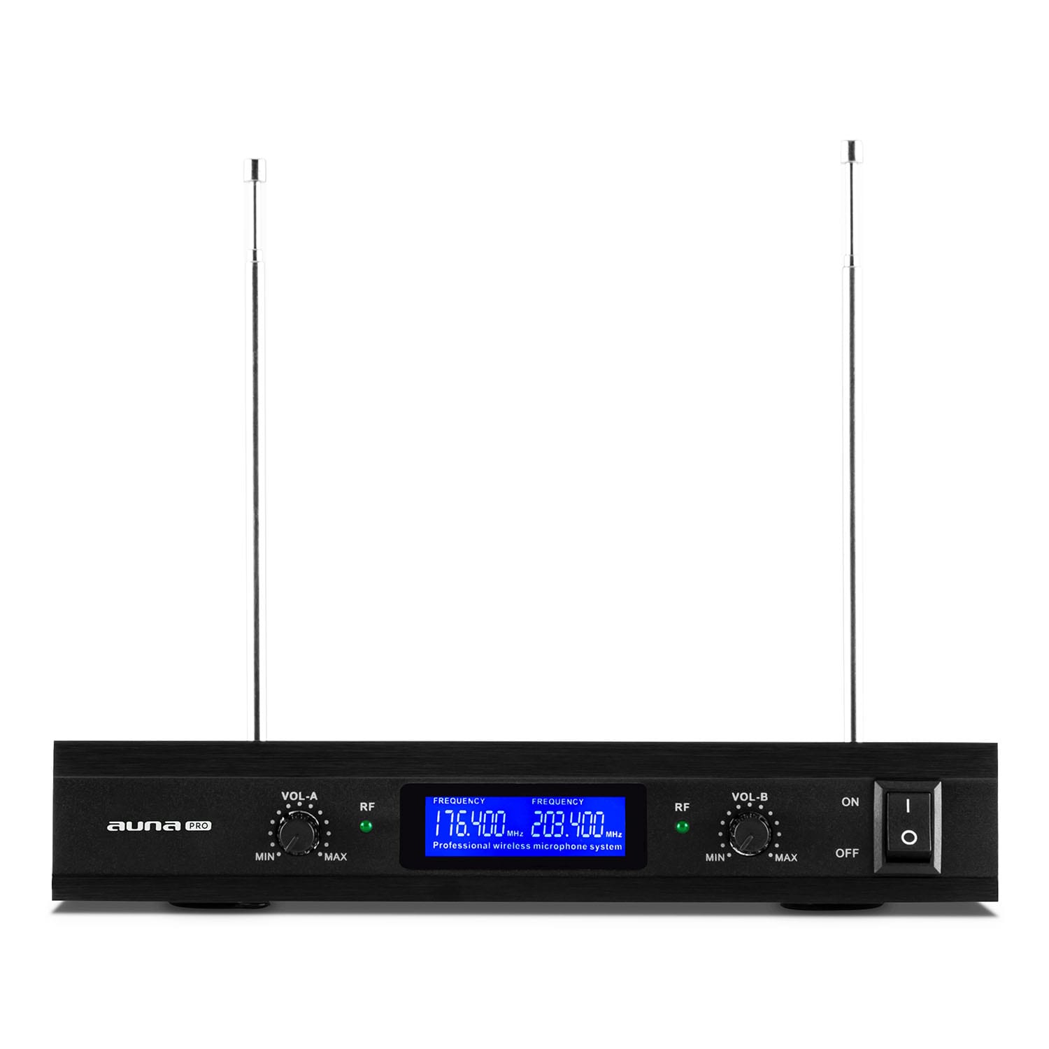 Auna Pro VHF-400 Duo 2, 2-kanálová sada VHF bezdrôtových mikrofónov, 1 x prijímač, 2 x headset mikrofón