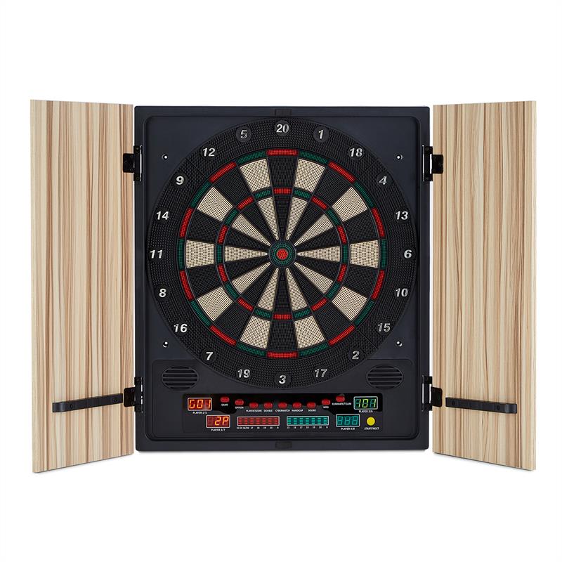 KLARFIT Dartmaster 180, béžový, terč na šípky, automat na šípky, mäkký hrot, dvierka