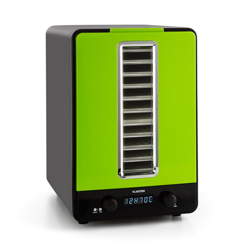 Klarstein Fruitcube, čierna/zelená, sušička, 550 W, 10 poschodí, dehydrátor