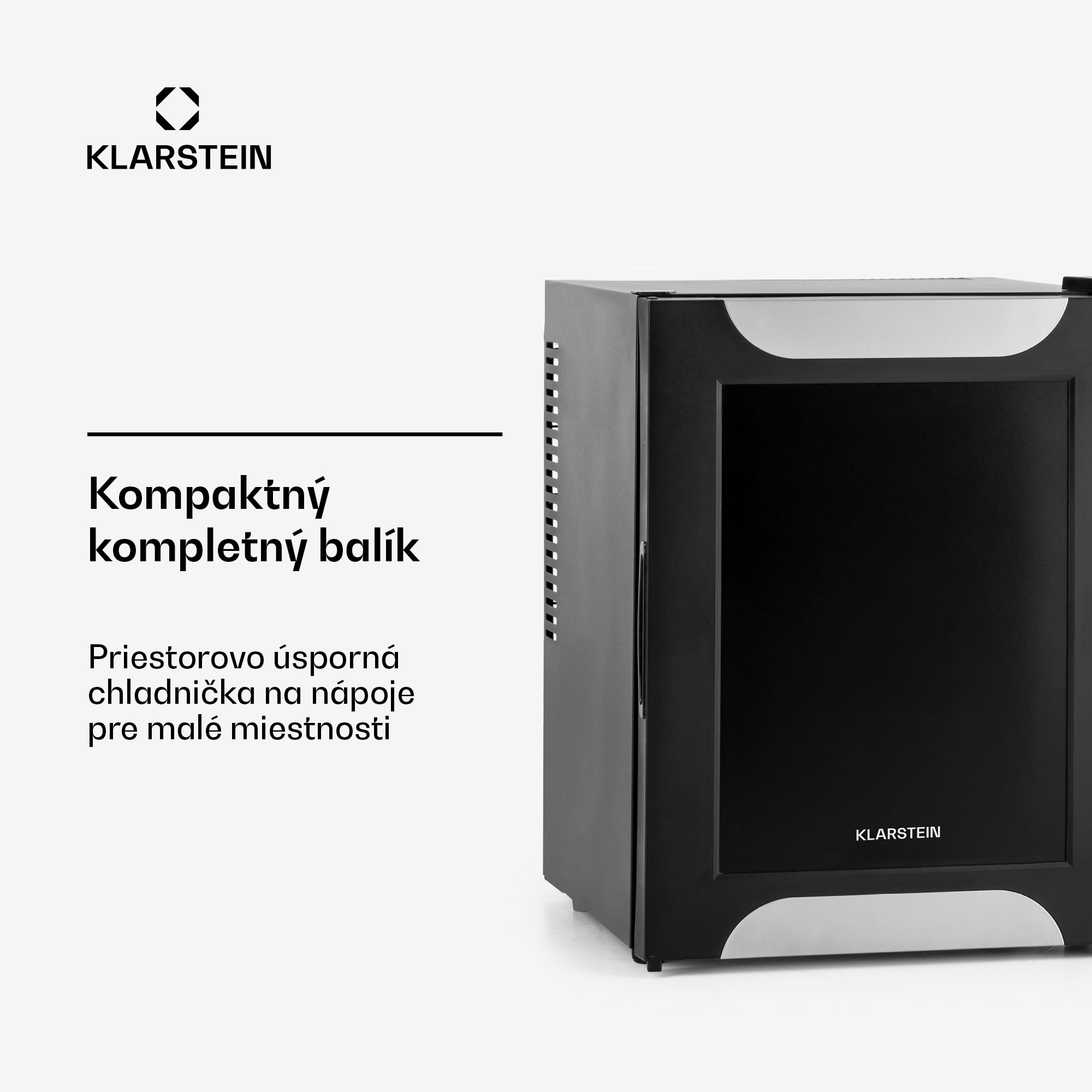 Klarstein Happy Hour, mini chladnička, 33 l, nehlučná, energet. trieda G, čierna s dekoratívnymi dverami – Obrázok 2