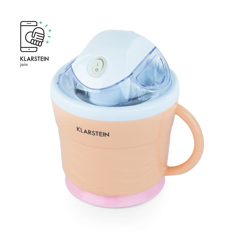Klarstein IceIceBaby, krémovo oranžová, zariadenie na výrobu zmrzliny, 0,75 l, držadlo, 7,3-9,5 W – Obrázok 3