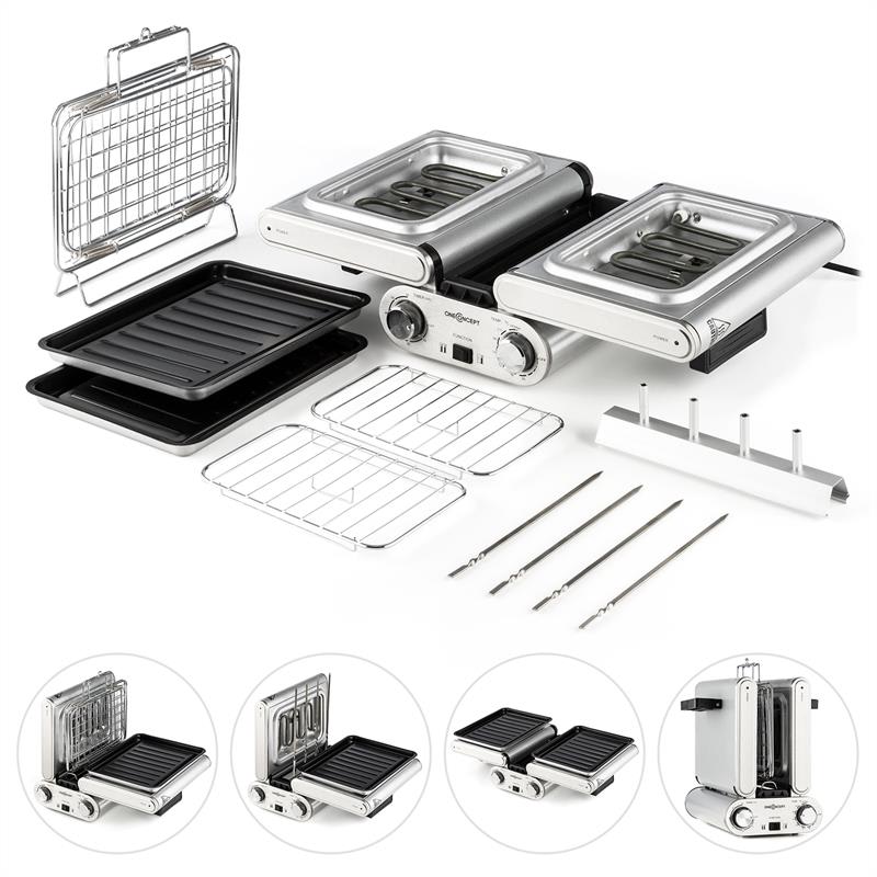 OneConcept Butterfly, multifunkčný gril, stolný gril, elektrický, 1200 W, 240 °C, časovač – Obrázok 3