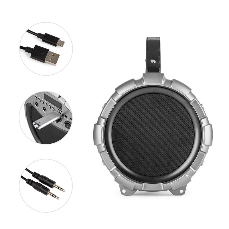 Auna Dr. Bang LED, metalíza, 2.1-BT-reproduktor, 20 W, RMS, USB, UKW, mikro SD, AUX, akumulátor, LED – Obrázok 4
