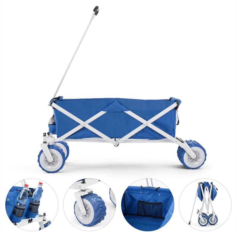 Waldbeck The Blue, ručný vozík, skladací, 70 kg, 90 l, kolesá Ø 10 cm, modrý – Obrázok 2