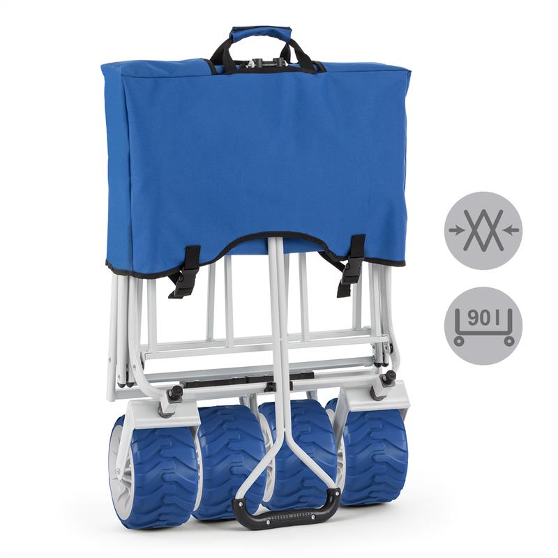 Waldbeck The Blue, ručný vozík, skladací, 70 kg, 90 l, kolesá Ø 10 cm, modrý – Obrázok 3