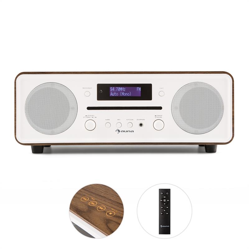 Auna Melodia CD, orech, DAB+/FM stolové rádio, CD prehrávač, bluetooth, alarm, opakované budenie