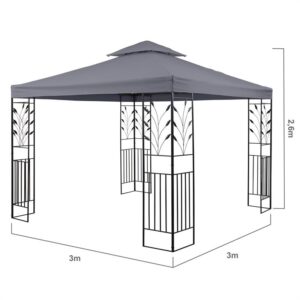 Blumfeldt Odeon Grey, záhradný altánok, 3 x 3 m, oceľ, polyester, tmavošedý