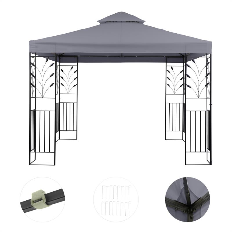 Blumfeldt Odeon Grey, záhradný altánok, 3 x 3 m, oceľ, polyester, tmavošedý – Obrázok 2