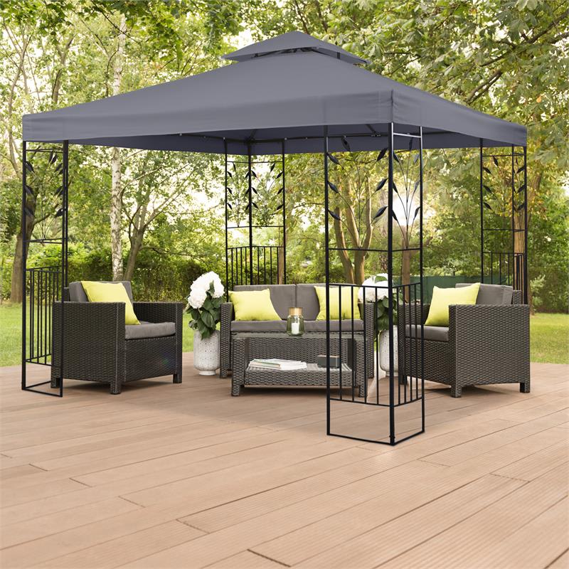 Blumfeldt Odeon Grey, záhradný altánok, 3 x 3 m, oceľ, polyester, tmavošedý – Obrázok 4