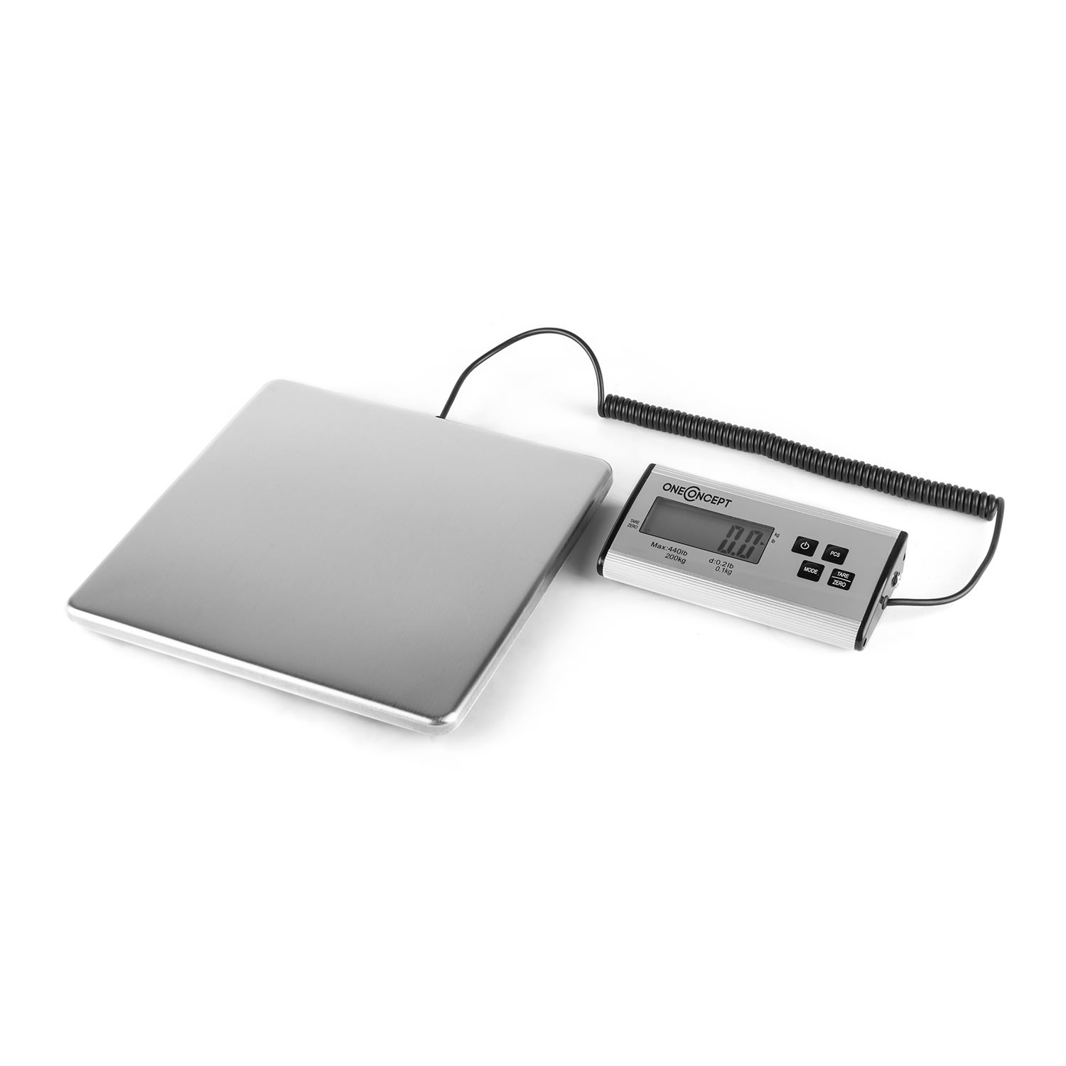 OneConcept Marketeer, digitálna váha na balíky, 200 kg/100 g, 27 x 27 cm – Obrázok 3