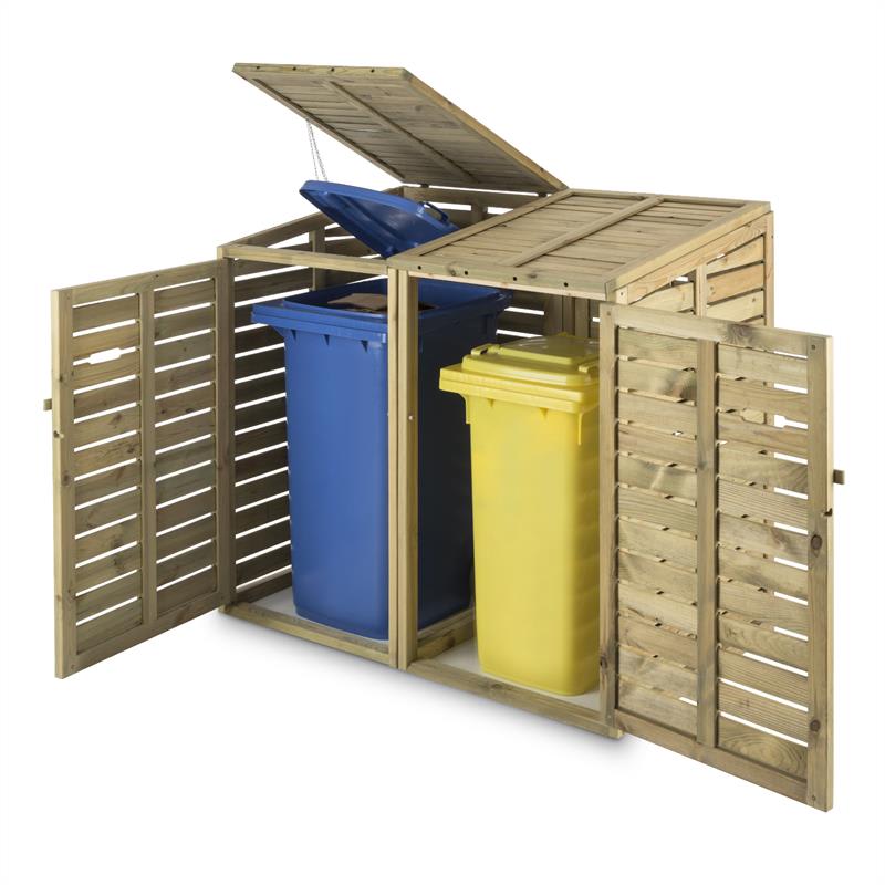 Waldbeck Ordnungshüter 2T, box na smetné koše, 145 x 130 x 87 cm (Š x V x H), 2 koše, FSC borovica – Obrázok 4