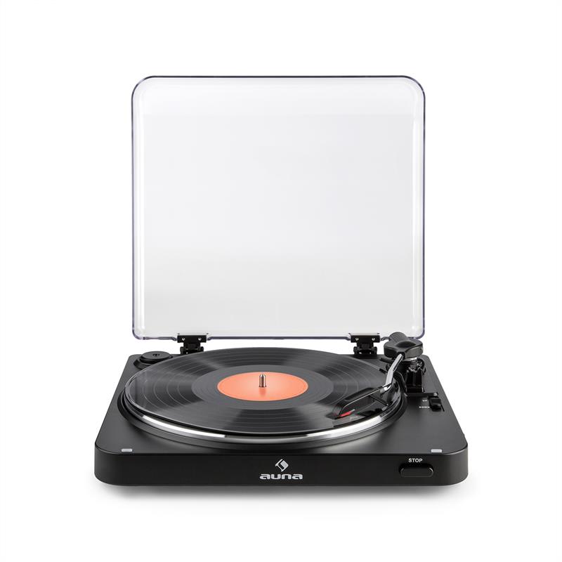 Auna TT-30 BT, čierny, gramofón, bluetooth vysielač, line-out, cinch USB adaptér – Obrázok 3