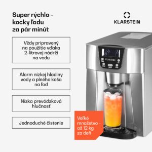 Klarstein Ice Volcano 2 GS, výrobník ľadu, 13 kg/24 h, zariadenie na výrobu ľadu, LED, strieborný