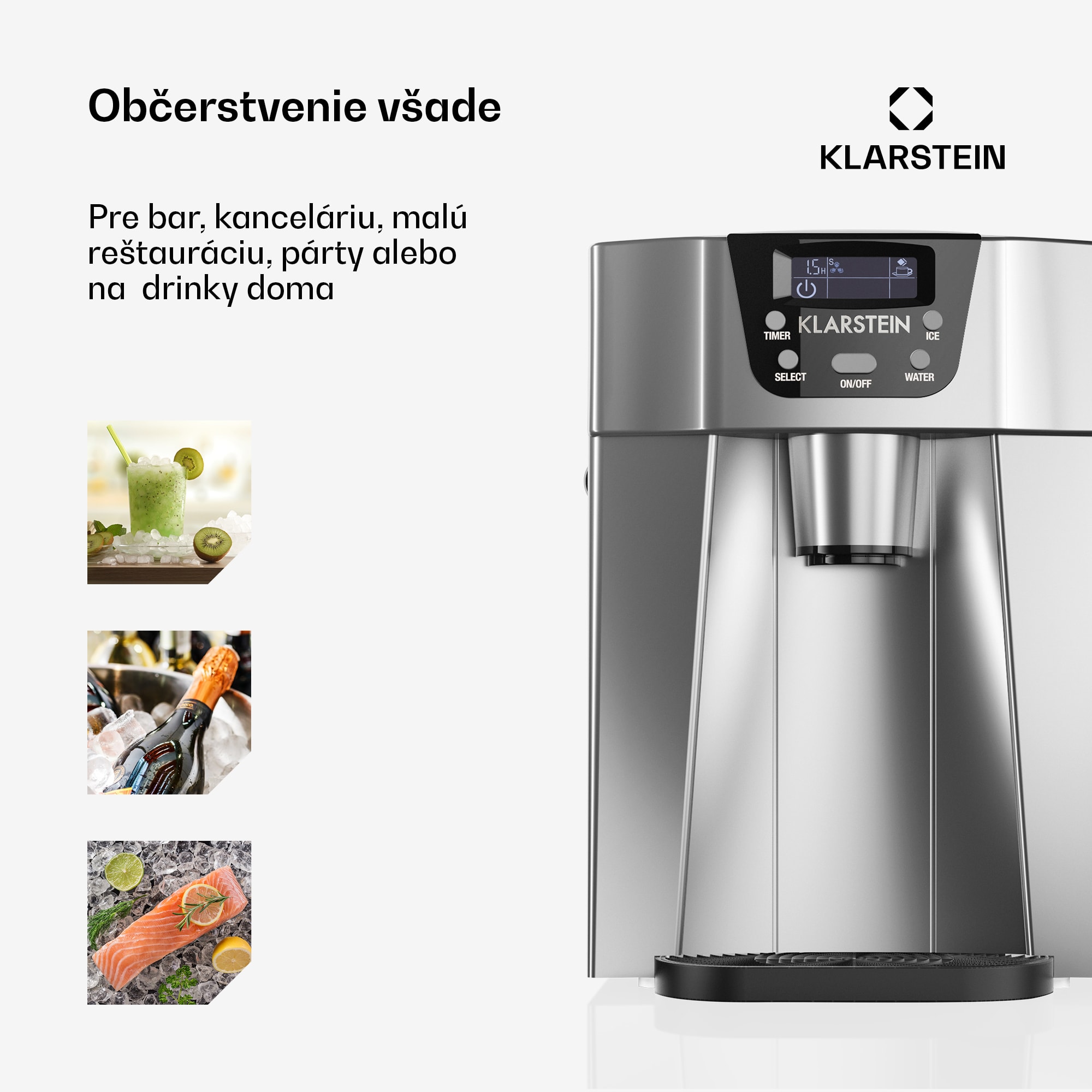 Klarstein Ice Volcano 2 GS, výrobník ľadu, 13 kg/24 h, zariadenie na výrobu ľadu, LED, strieborný – Obrázok 3