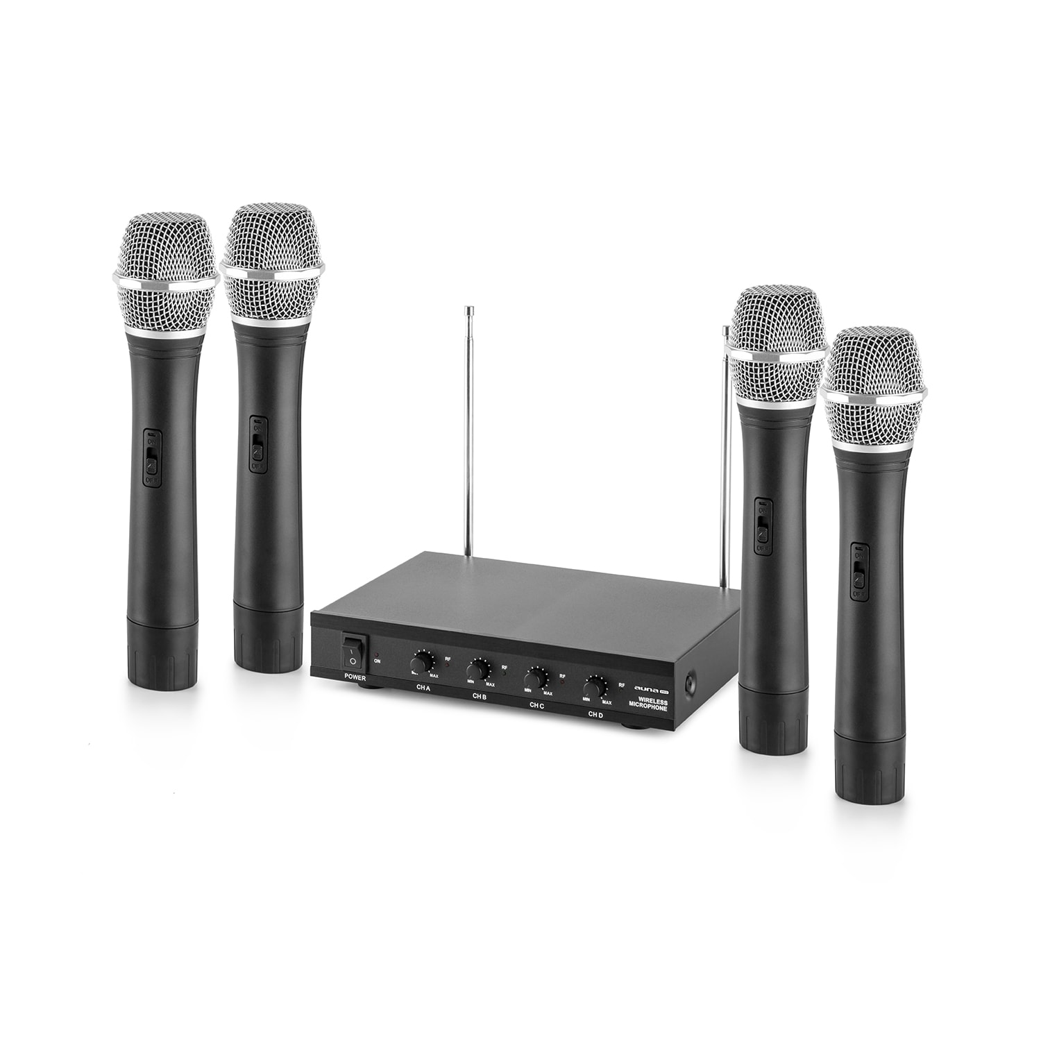 Auna Pro VHF-4-H 4-kanálová VHF mikrofónová sada 4x ručný mikrofón 50m – Obrázok 3