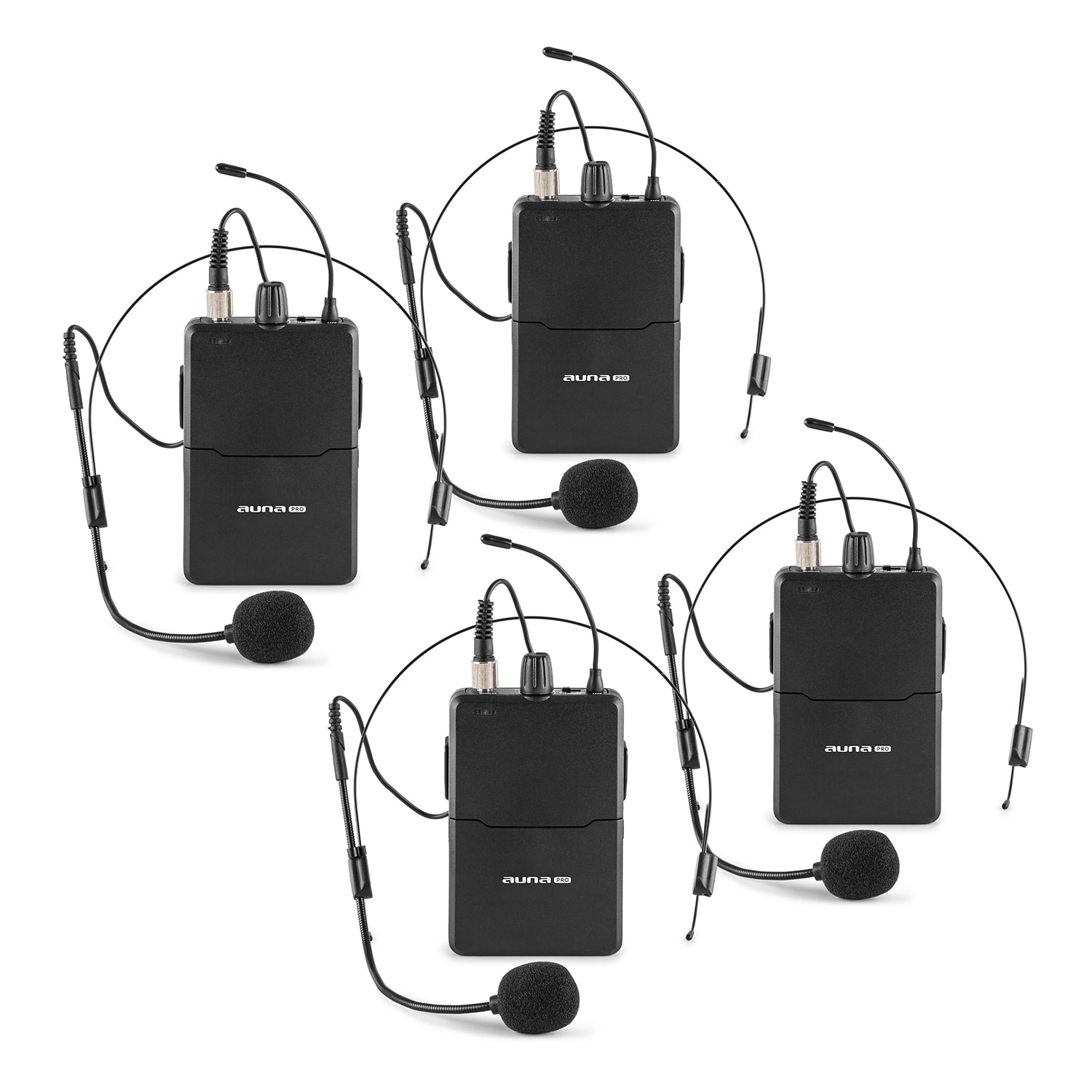 Auna Pro VHF-4-HS 4-kanálová VHF mikrofónová sada 4x headset 50m – Obrázok 2