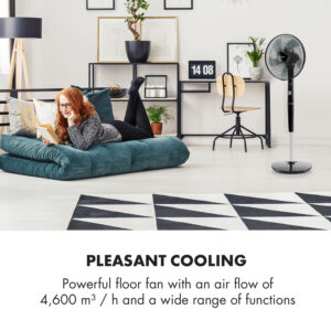Klarstein Silent Storm, stojanový ventilátor, 16" (41 cm), 5-listá vrtuľa, 80 m³, 35 W, čierny