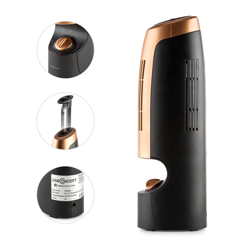 OneConcept St. Oberholz 2G, mini ionizátor a ventilátor, čierna/medená – Obrázok 2