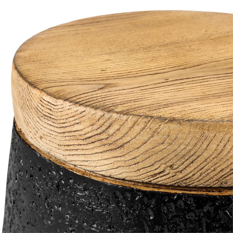 Blumfeldt Blockhouse Chair, stolička v tvare betónového stĺpa, záhradná stolička, optika dreva/lávovej horniny – Obrázok 4