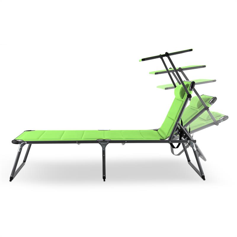 Blumfeldt Amalfi Juicy Lime, záhradné lehátko, 70 x 37 x 200 cm, slnečná clona, zelené – Obrázok 4