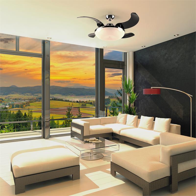 Klarstein Magnolia, stropný ventilátor, stropné svietidlo, 4-krídlový rotor Ø 117 cm/46", 95 W