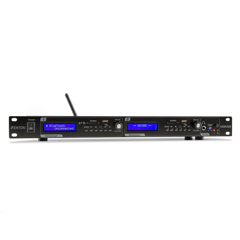 Fenton VX2USB, dvojitý prehrávač, USB, SD, bluetooth, nahrávacia funkcia, čierny