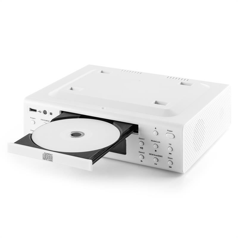 Auna KRCD-150, kuchynské rádio na zabudovanie, CD, USB, AUX, FM, RDS, alarm, diaľkový ovládač, biele – Obrázok 4