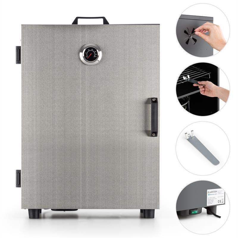 Klarstein Flintstone Steel, udiareň, údiaca pec, elektrická, 800 W, ušľachtilá oceľ – Obrázok 2