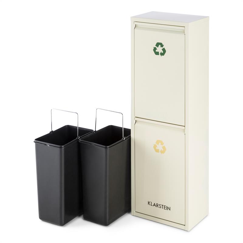 Klarstein Ordnungshütter 2, 30 l, krémovo-béžová, box na triedený odpad, 2 x 15 l – Obrázok 2
