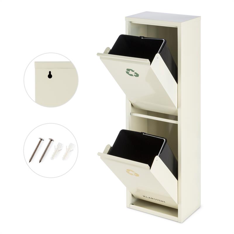 Klarstein Ordnungshütter 2, 30 l, krémovo-béžová, box na triedený odpad, 2 x 15 l – Obrázok 3