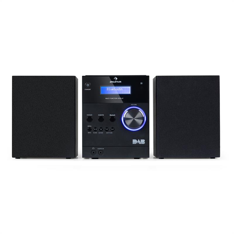 Auna MC-20 DAB micro stereo zariadenie, DAB+, bluetooth, diaľkové ovládanie, čierna farba – Obrázok 2