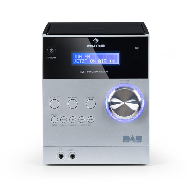 Auna MC-20 DAB micro stereo zariadenie, DAB+, bluetooth, diaľkové ovládanie, strieborná farba – Obrázok 3