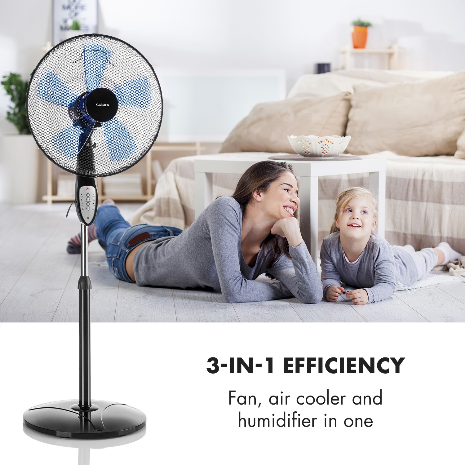 Klarstein Summerjam, stojanový ventilátor, 41 cm, 50 W, 3 stupne rýchlosti, diaľkový ovládač, čierny