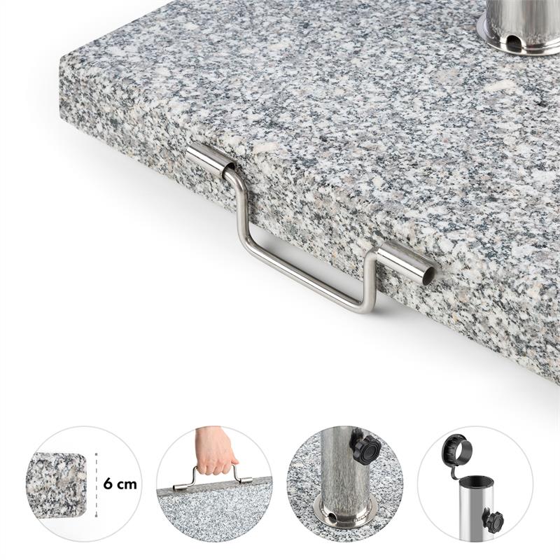 Blumfeldt Schirmherr 30SQ, stojan na slnečník, 30 kg, podstavec, leštený granit – Obrázok 3