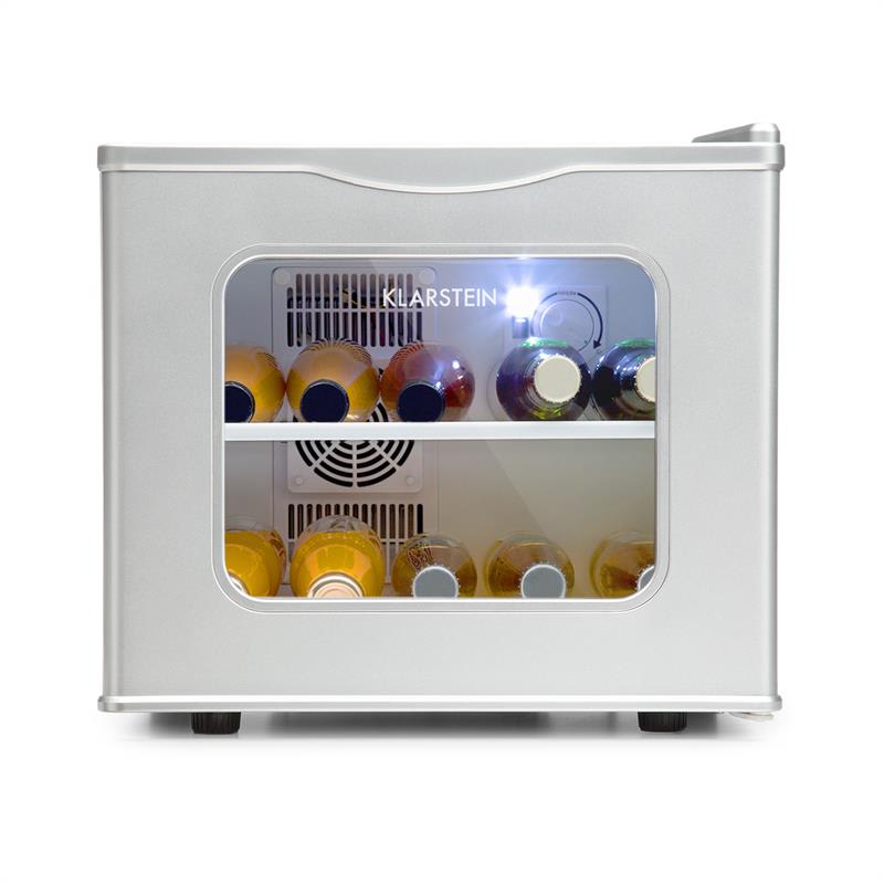 Klarstein Winehouse minibar, 17 litrov, 60 W, trieda A++, 38 dB, sklené dvere, strieborná farba