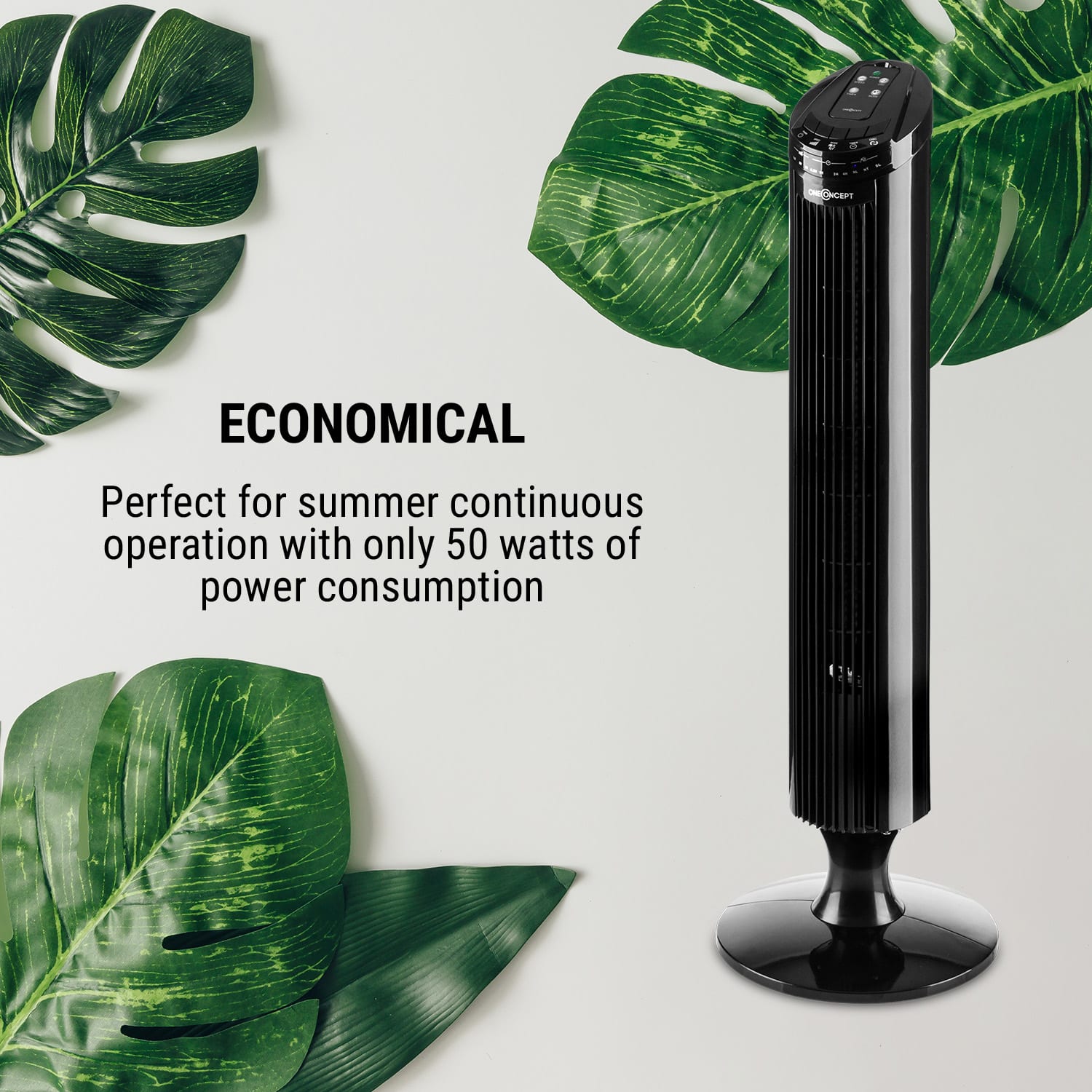 OneConcept Blitzeis, stĺpový ventilátor, 40 W, 45° oscilácia, čierny – Obrázok 4