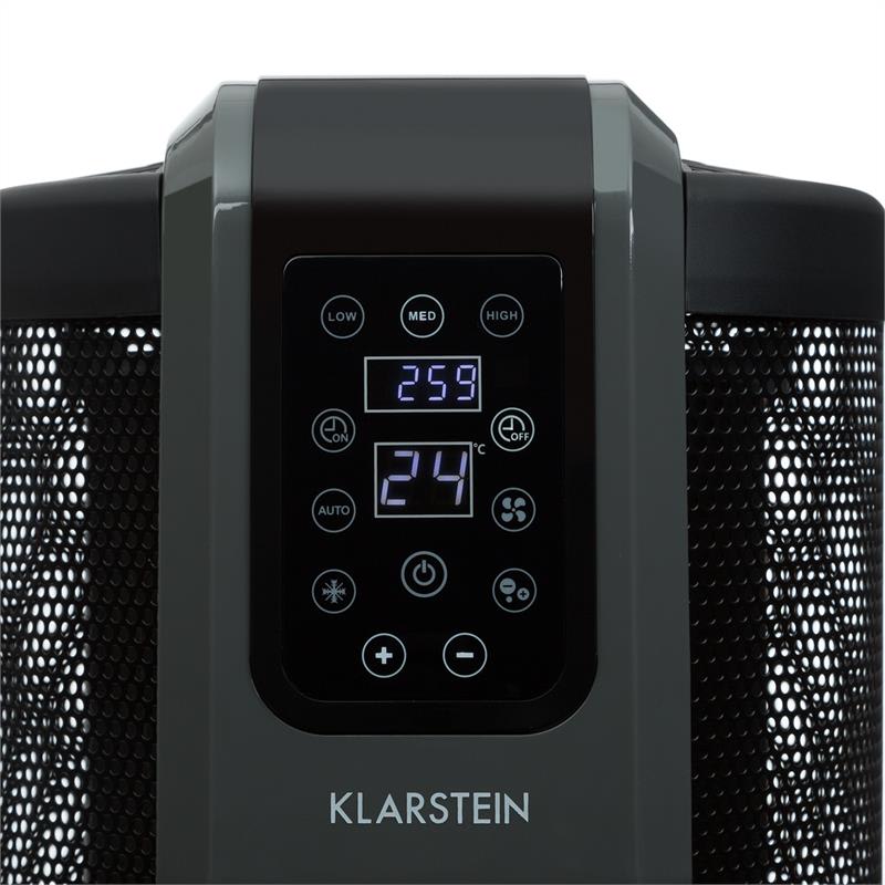 Klarstein Datscha Digital, elektrický ohrievač, 360°, termostat, diaľkový ovládač, časovač, 2200 W, čierny – Obrázok 3