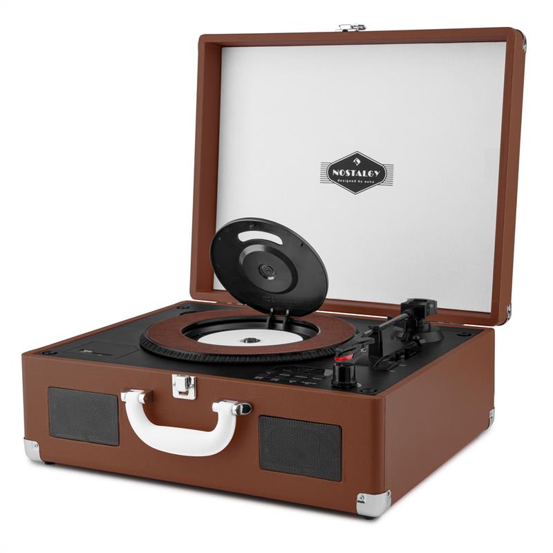 Auna Peggy Sue CD prenosný CD retro gramofón CD USB SD tmavohnedá