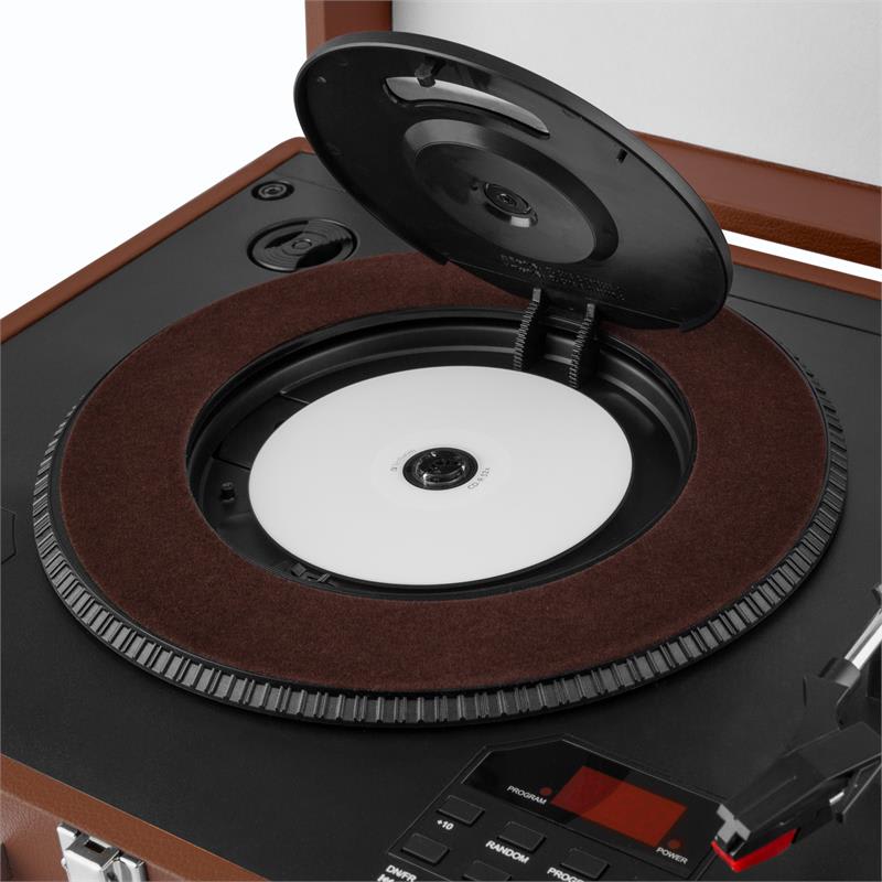 Auna Peggy Sue CD prenosný CD retro gramofón CD USB SD tmavohnedá – Obrázok 4