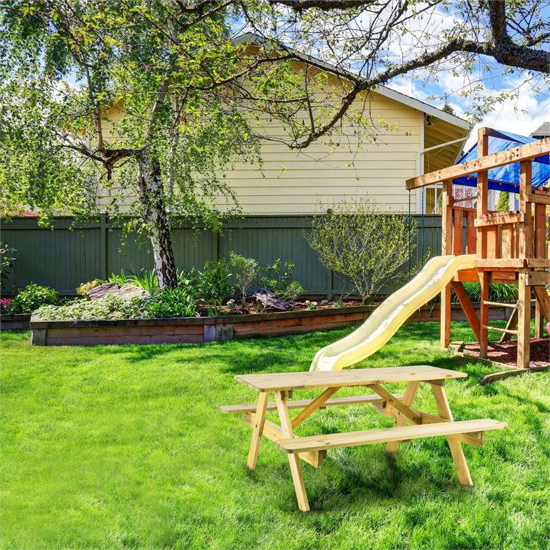 Blumfeldt Picknickerchen, detský piknikový stôl, hrací stôl, pravé borovicové drevo – Obrázok 3