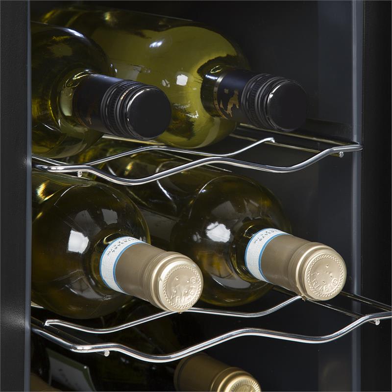 Klarstein Ceres vinotéka, 16 litrov, 6 fliaš, dotyková, 38 dB, sklené dvere, čierna farba – Obrázok 3