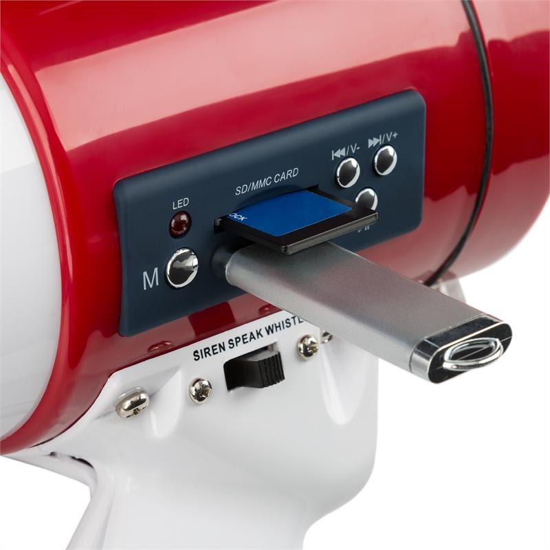 Auna MEGA080USB, megafón, 80 W, MP3 prehrávač, USB, nahrávanie, dosah 700 m, červený – Obrázok 2