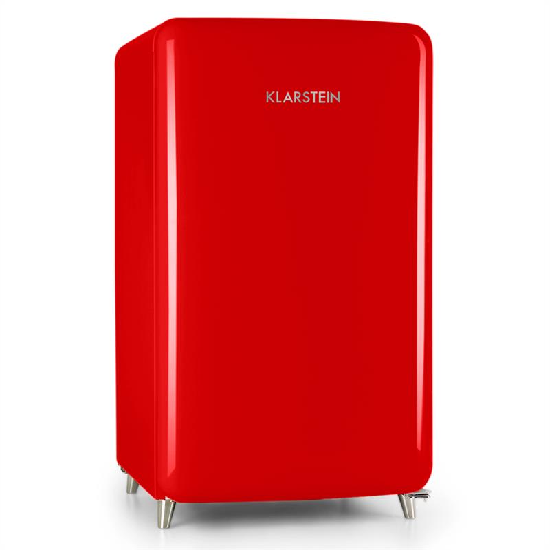 Klarstein PopArt-Bar červená chladnička, 136l retro dizajn, 3 poschodia, priečinok na zeleninu, A+