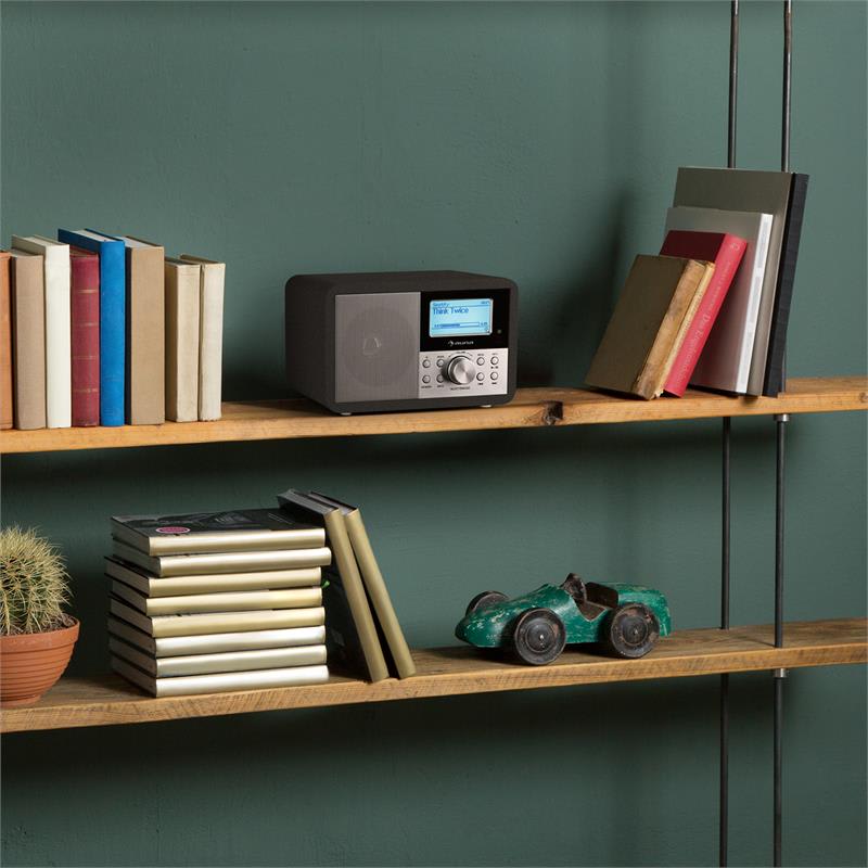 Auna Worldwide Mini, internetové rádio, WLAN, sieťový prehrávač, USB, MP3, AUX, FM tuner, čierna farba