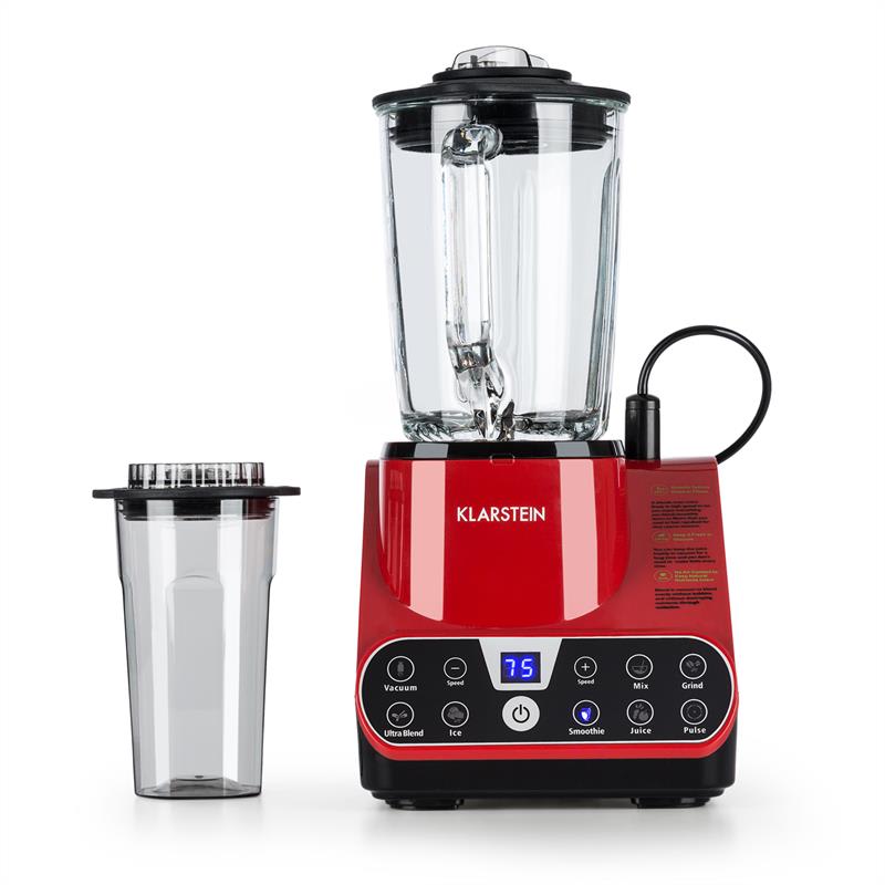 Klarstein Airakles, vákuový stolný mixér, 1300 W, 30000 ot./min, 1,5 l sklená nádoba, červený – Obrázok 2