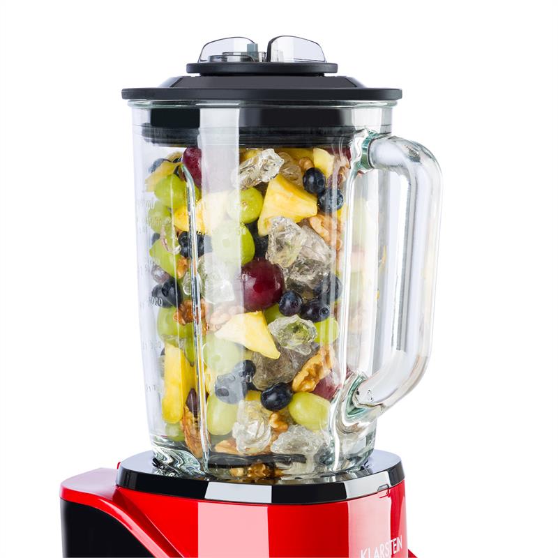 Klarstein Airakles, vákuový stolný mixér, 1300 W, 30000 ot./min, 1,5 l sklená nádoba, červený – Obrázok 3