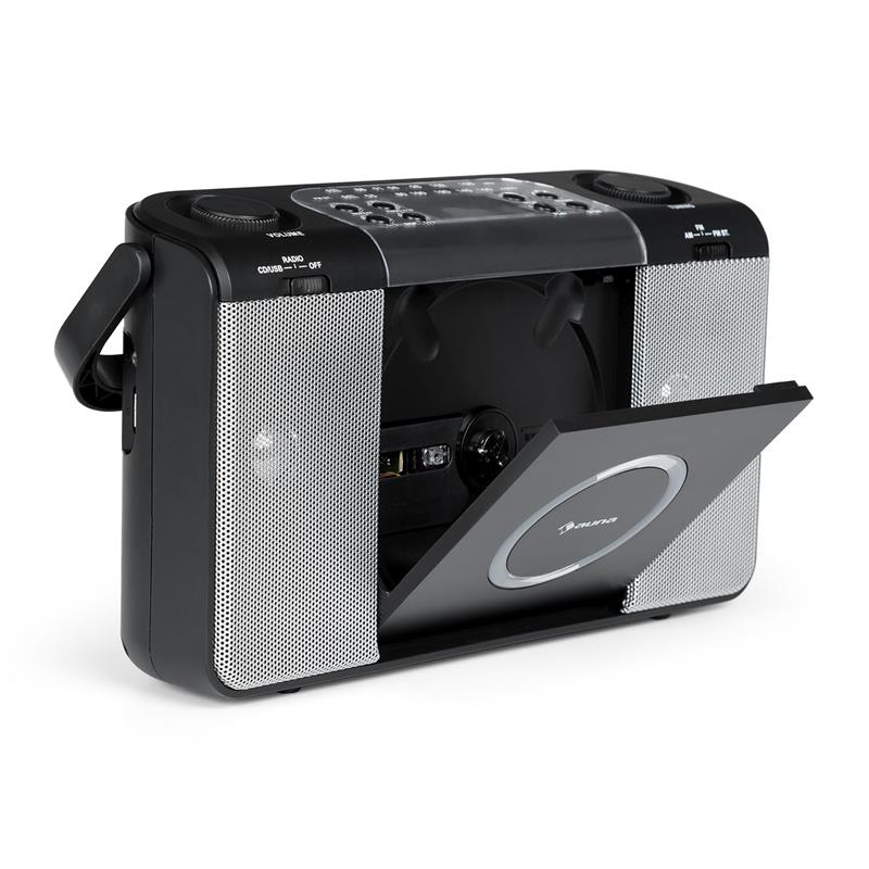 Auna Boomtown USB, boombox, CD prehrávač, FM rádio, MP3, prenosné kufríkové rádio, čierny – Obrázok 2