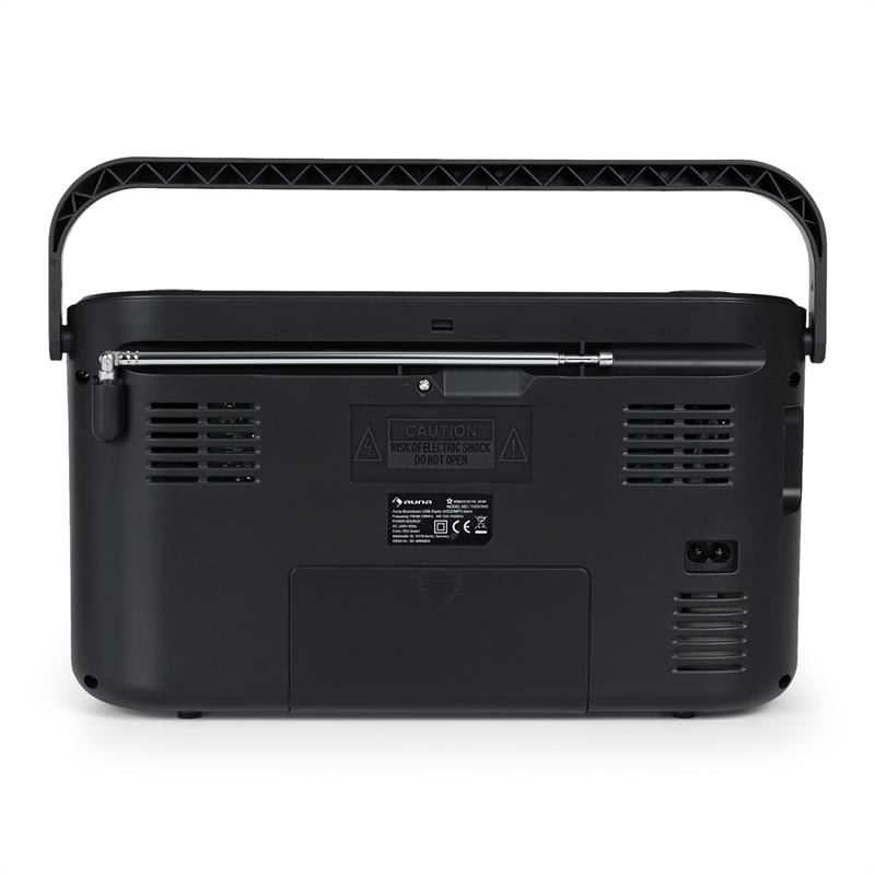 Auna Boomtown USB, boombox, CD prehrávač, FM rádio, MP3, prenosné kufríkové rádio, čierny – Obrázok 4